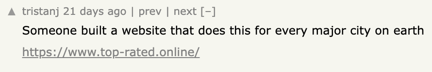 A screenshot of a comment on hackernews saying this has already been done.