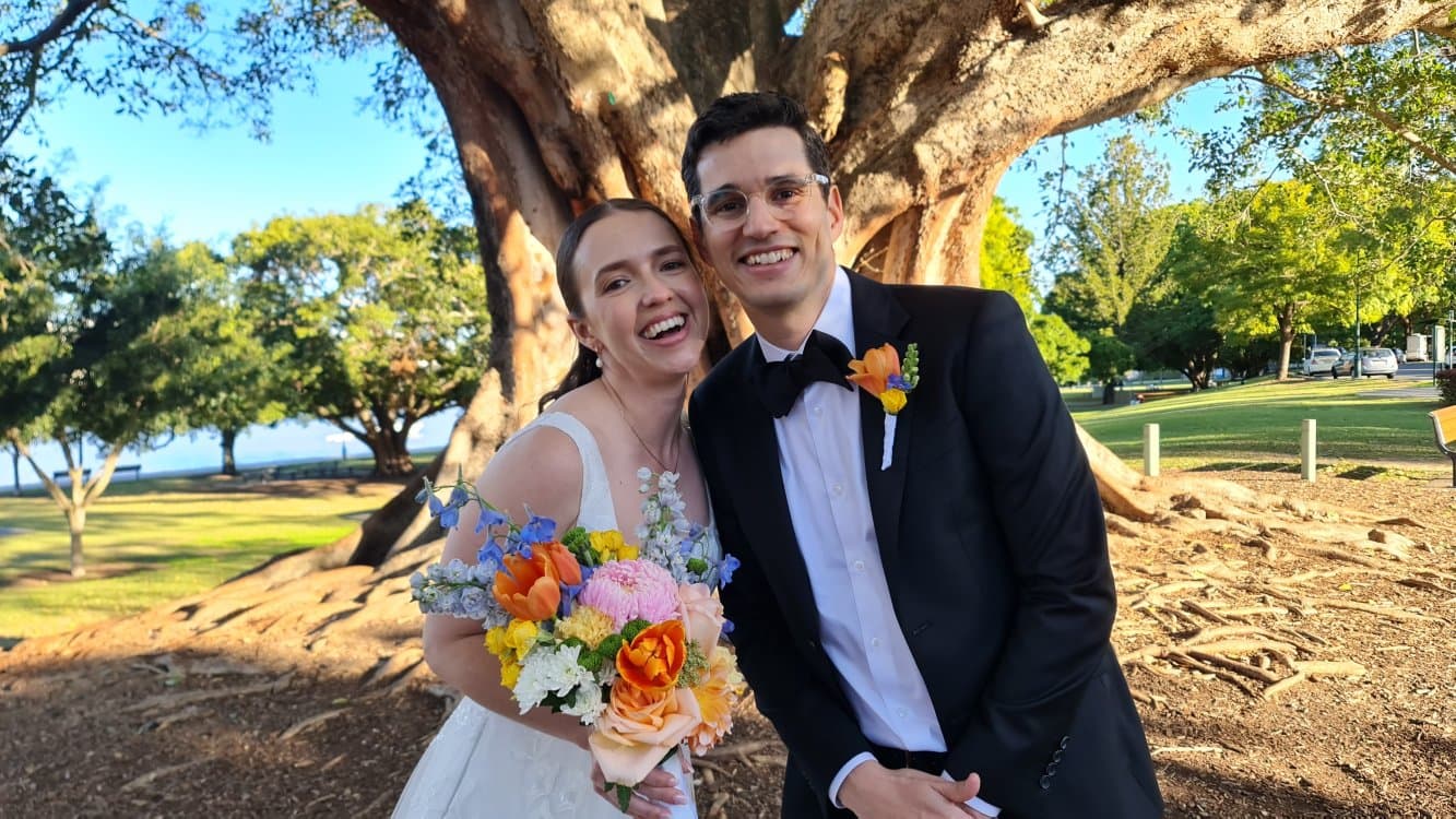 Helen and I on our wedding day in New Farm Park