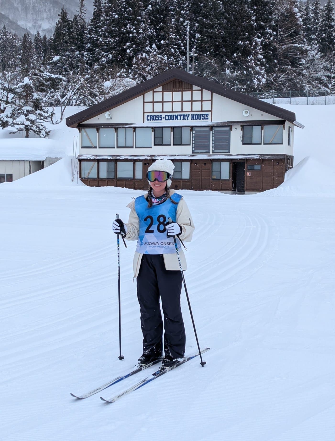 My fiancee Helen looking like an expert cross country skiier.