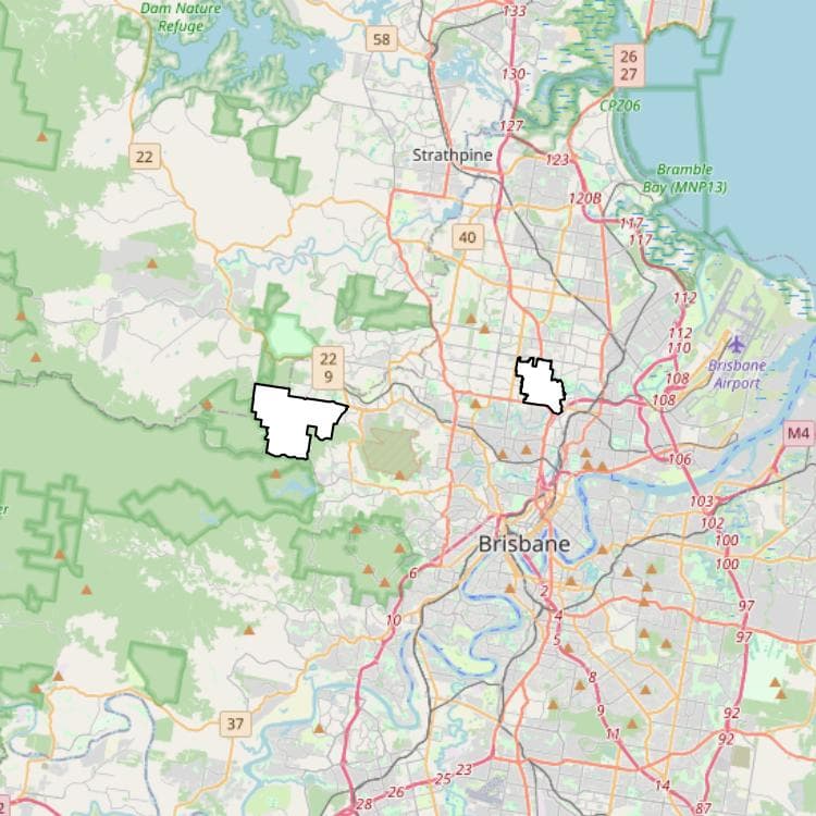 A map of Brisbane with Kedron and Upper Kedron highlighted