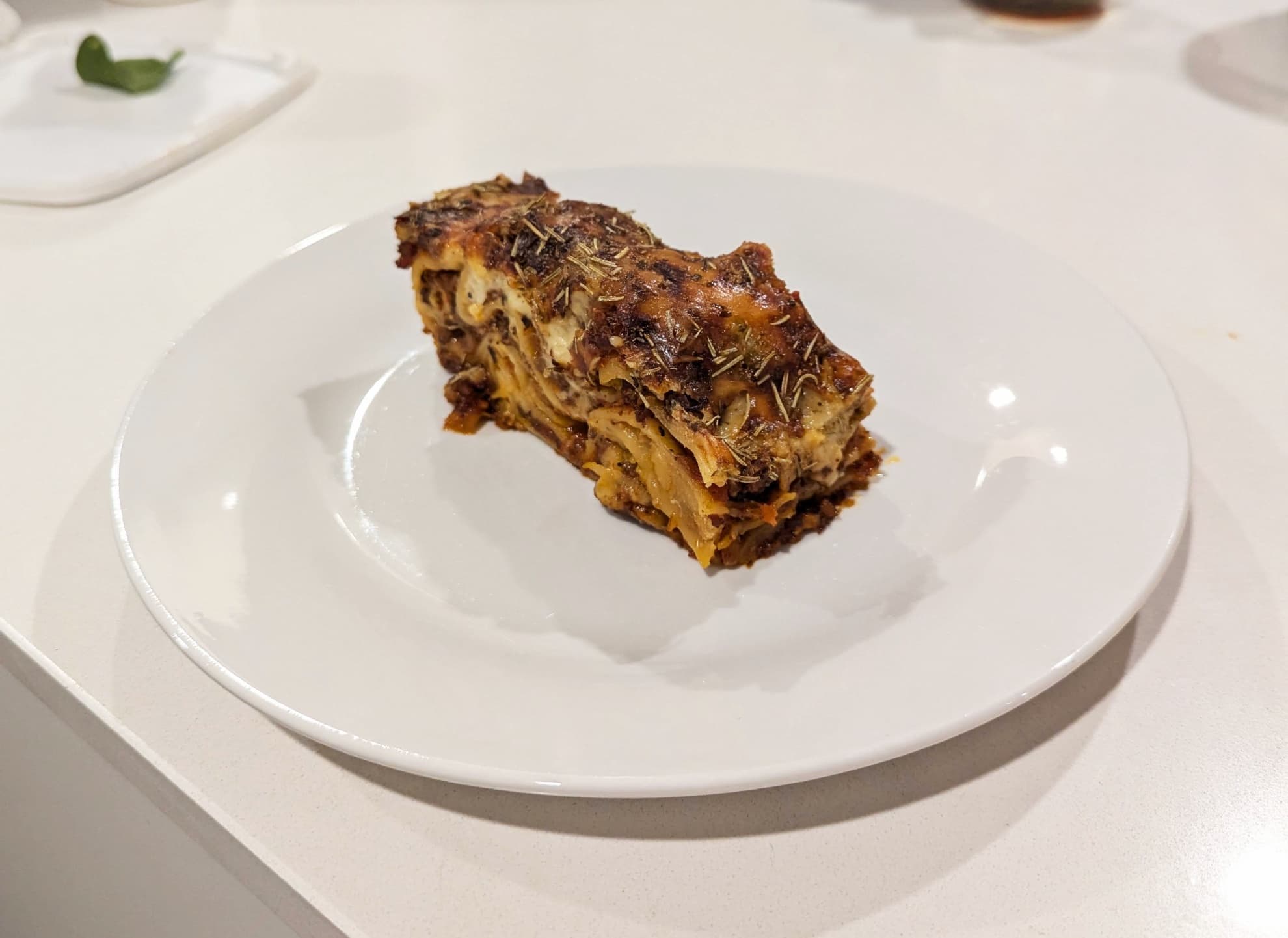 A single slice of lasagne